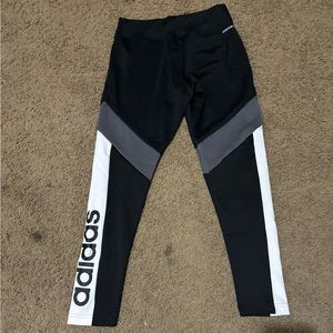 Adidas Color Block Leggings in Grey, White, Black